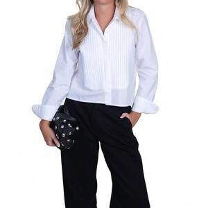 NEW CISSA tuxedo shirt in optic white